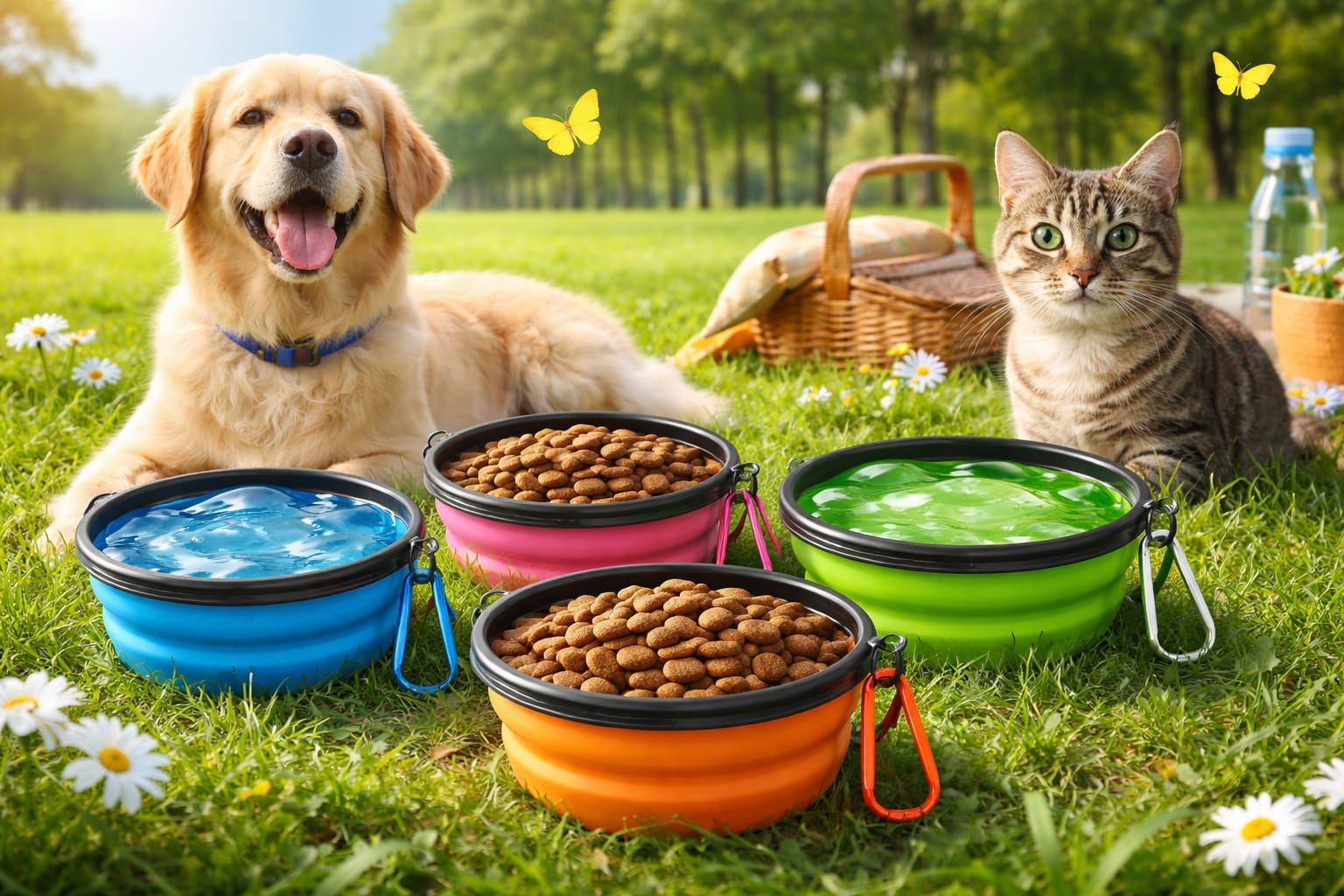 Portable Foldable Silicone Pet Bowl – Travel & Outdoor Water/Food Bowl for Dogs & Cats